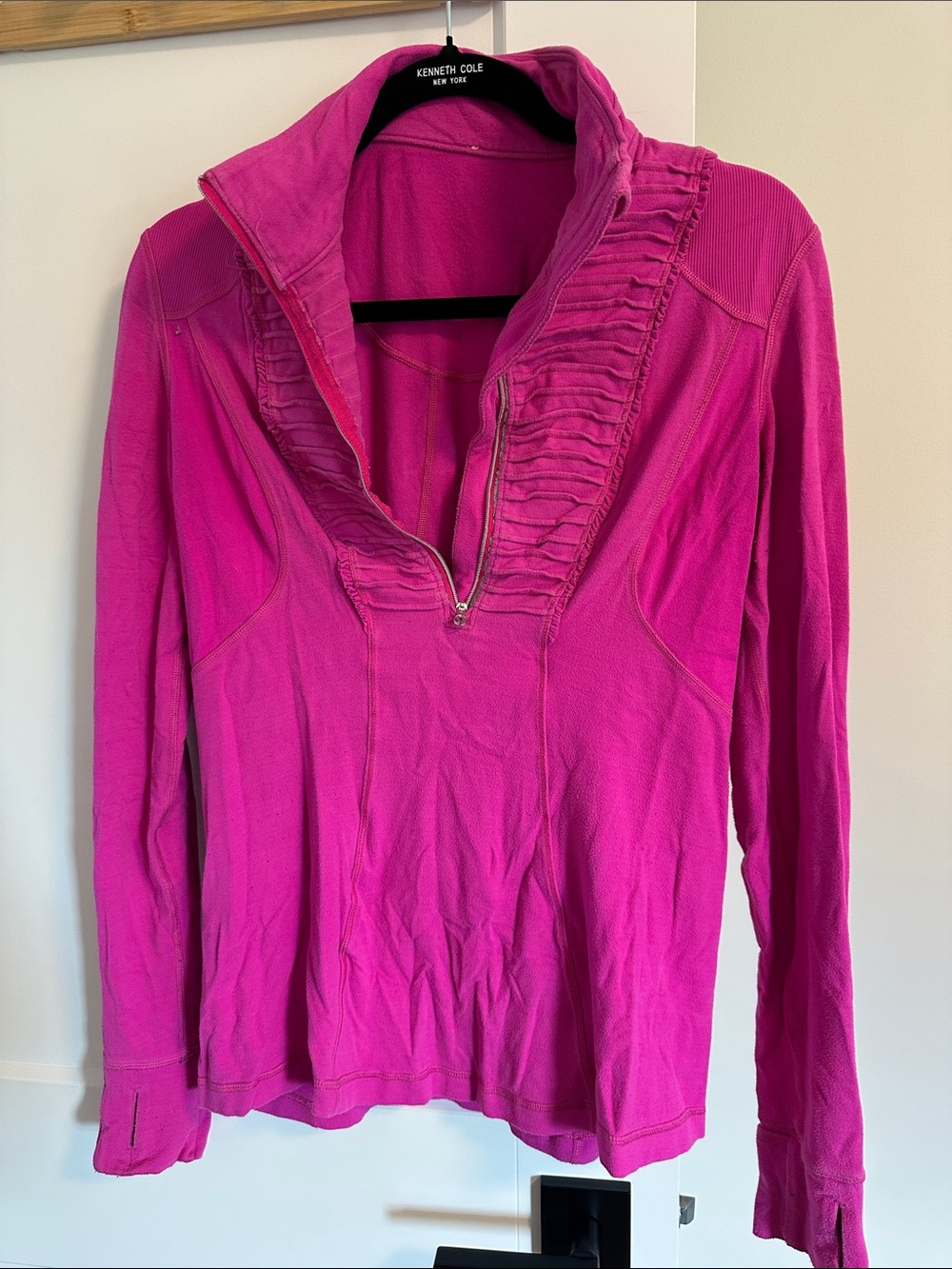 lululemon athletica Hot Pink Ruffle Zip-Front Long Sleeve Top